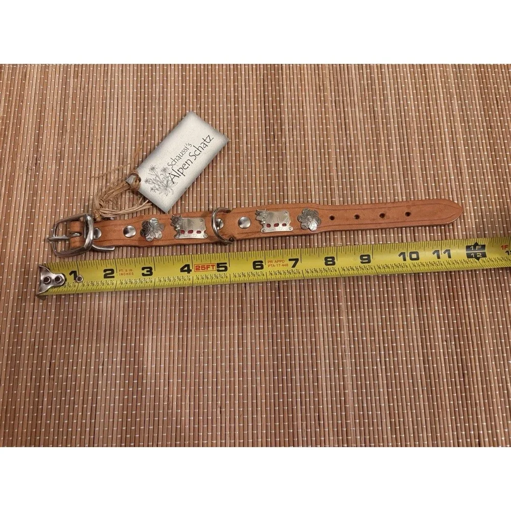 Schaussi's Alpen Schatz Leather Pet Collars Cow Accents Buckle, Set of 3